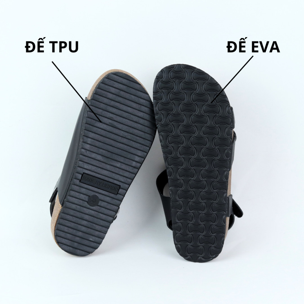 Dép đế trấu birken nam nữ unisex chữ I da PU size 35 - 43 chính hãng Hishoo S100