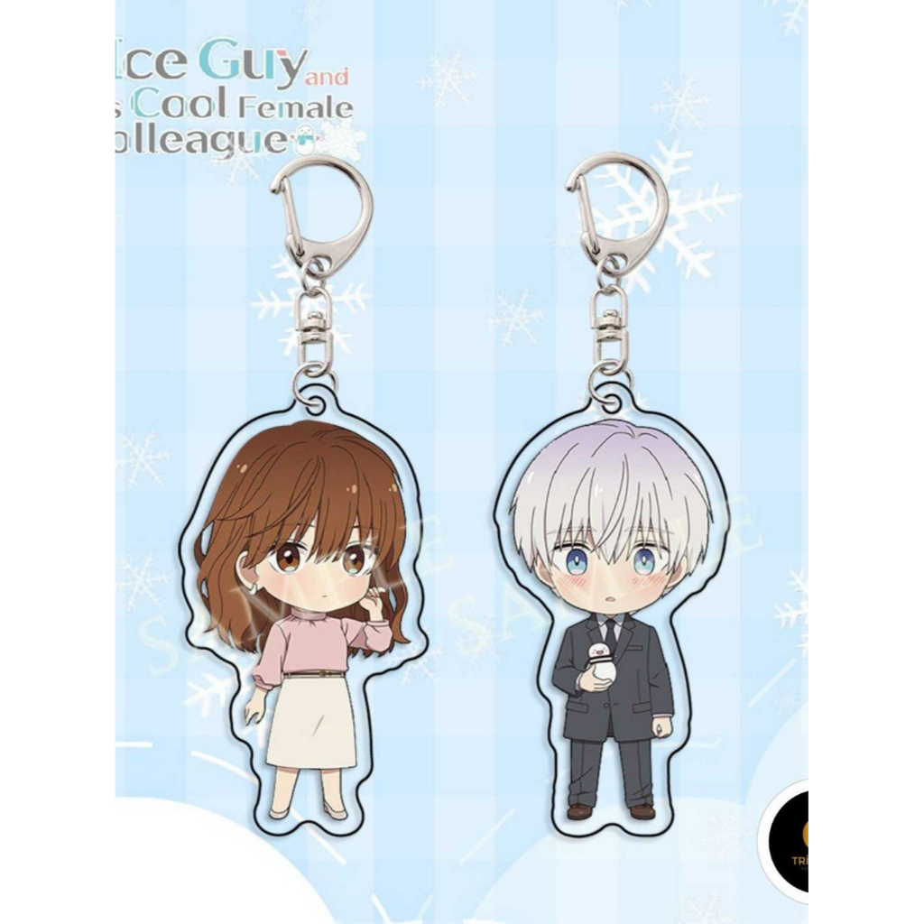(đứng) Móc khóa Chàng băng giá và nàng lạnh lùng in hình anime chibi mica trong arcrylic keyring treo