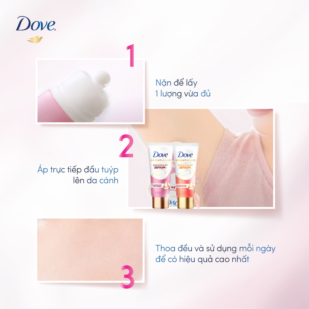 Kem Khử Mùi Dove Tinh Chất Serum Bright - Care Deodorant Serum 3% Niacinamide Collagen Vitamin C E