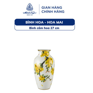 Bình hoa, bình cắm hoa sứ cao cấp minh long 27 cm - hoa mai