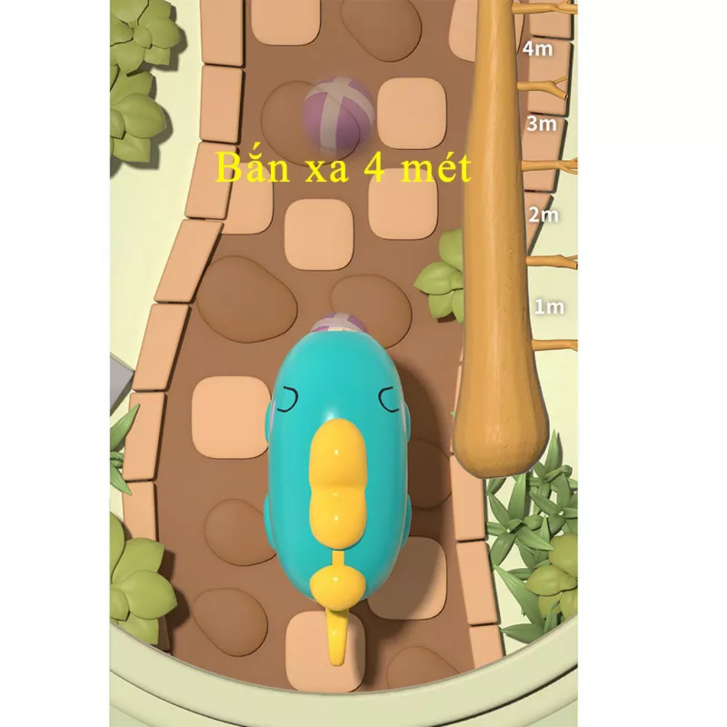 Đồ chơi bắn bóng khủng long tính điểm giải trí kèm bóng, bảng, khủng long bắn bóng dính, ném bóng dính