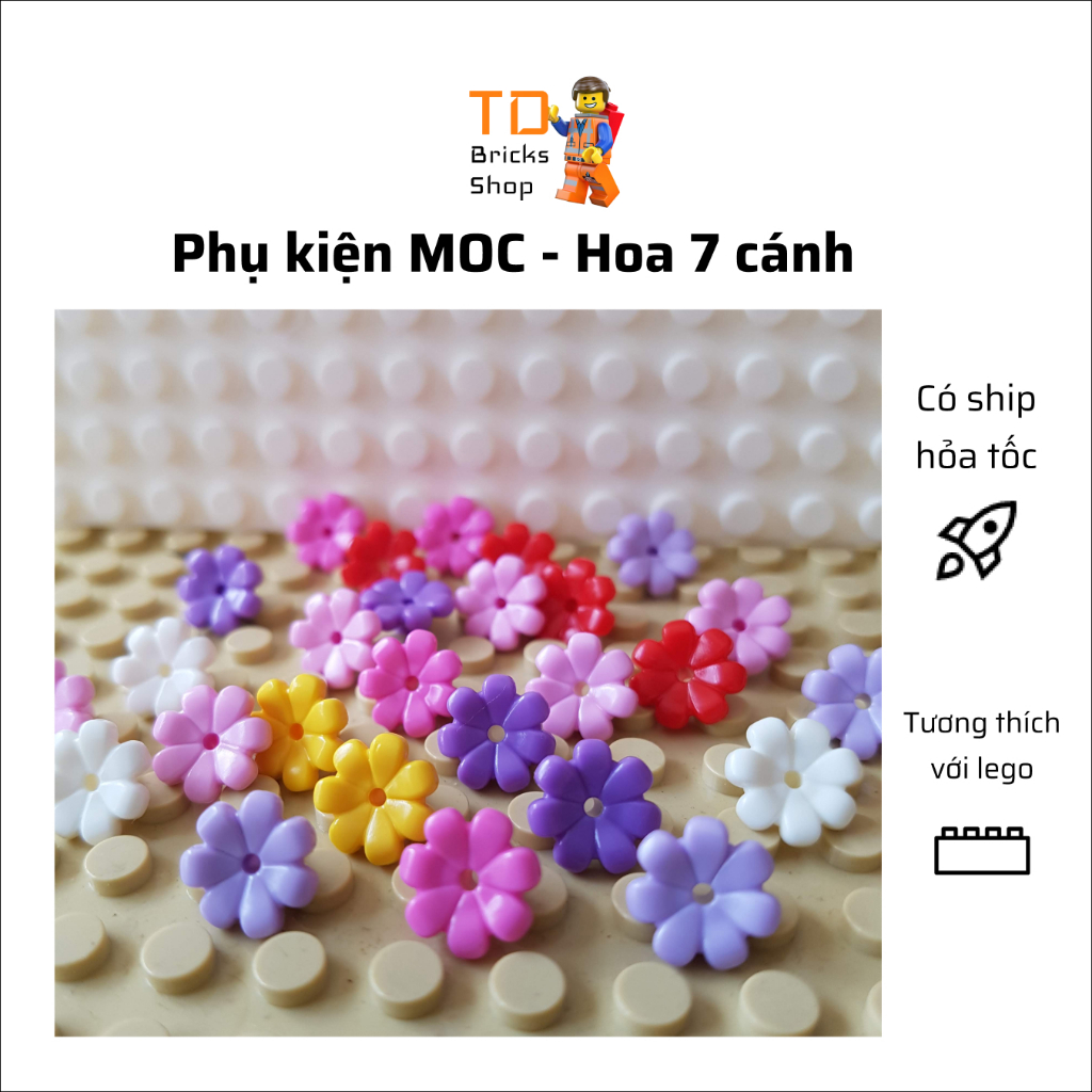 Phụ kiện đồ chơi lắp ráp, phụ kiện MOC, combo 20 bông hoa 7 cánh