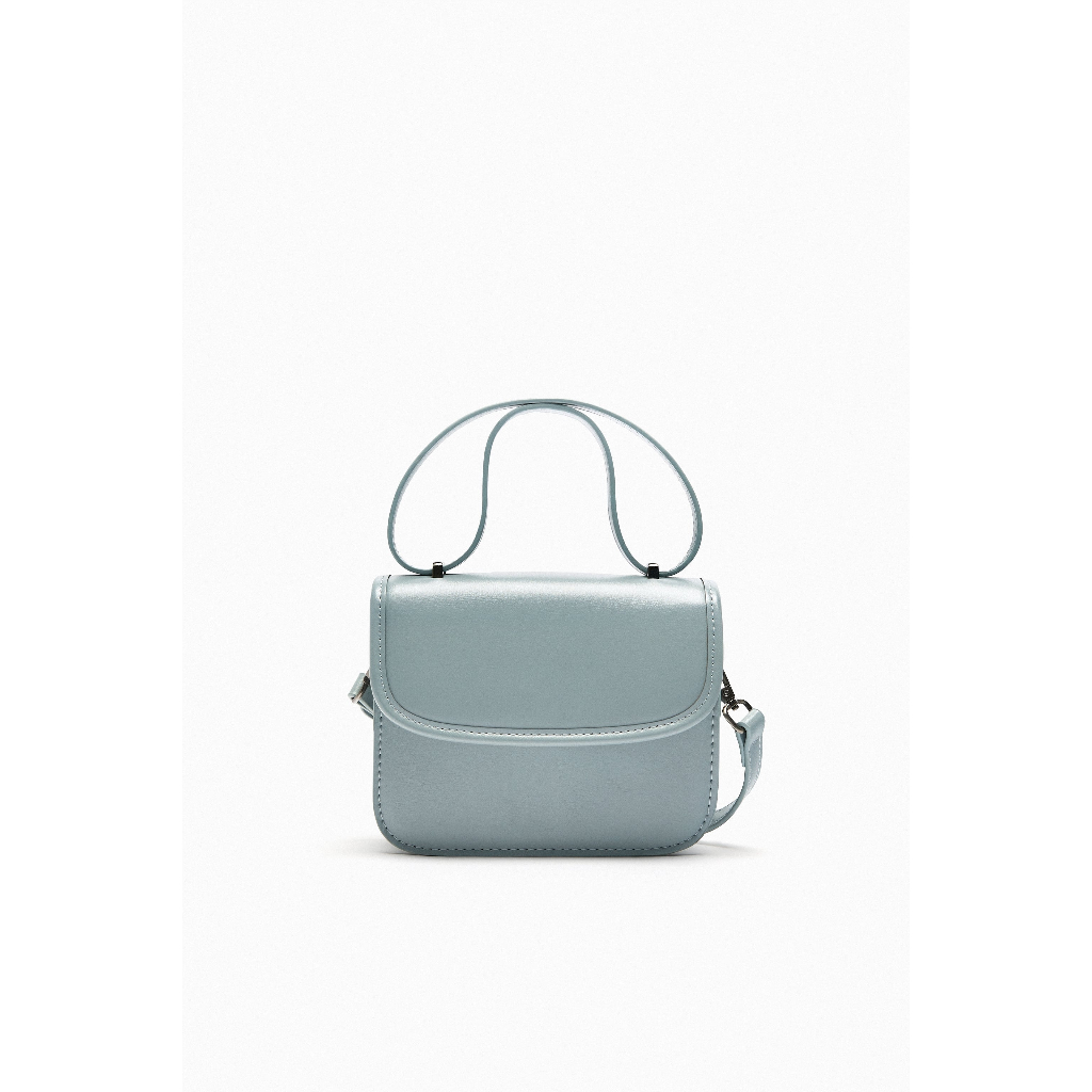 ZARA Đức - Túi xách đeo chéo cầm tay dáng vuông khóa nam châm da mờ xanh mint dương sale auth cao cấp có sẵn 6208/110