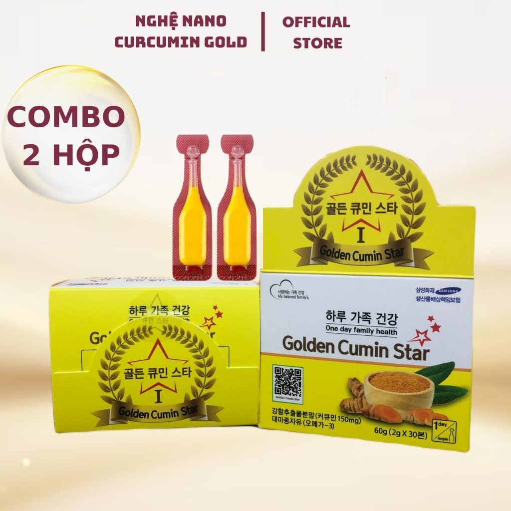 Tinh Chất Nghệ Nano Golden Cumin Star Hàn Quốc Tăng Cường Sức Khỏe COMBO 2 Hộp 60 Tuýp