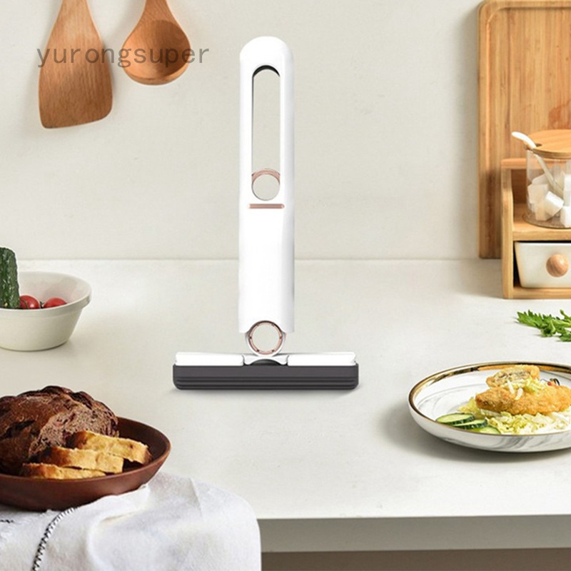 Cây Lau Nhà Mini Thông Minh Tự Vắt 25Cm Gấp Gọn, Dụng Cụ Lau Vệ Sinh Bàn Bếp, Bàn Làm Việc Siêu Thấm Hút Nước