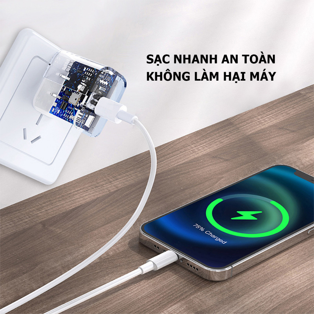 Củ sạc nhanh 20w Poermax hỗ trợ sạc nhanh phù hợp có các dòng máy iphone, sam sung, huawei. xaomi, oppo