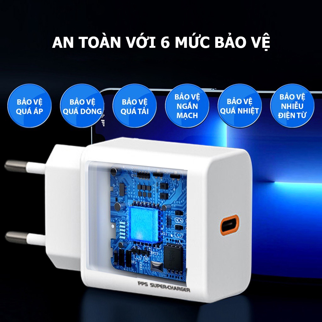 Củ sạc nhanh 20w Poermax hỗ trợ sạc nhanh phù hợp có các dòng máy iphone, sam sung, huawei. xaomi, oppo