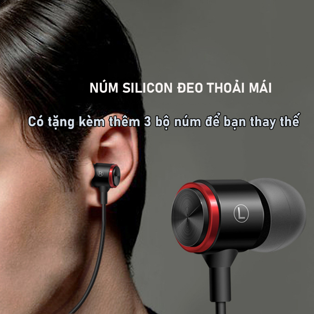 Tai nghe có dây siêu bass Poermax E3 âm thanh vòm Hifi tích hợp micro và nút điều khiển âm lượng, giắc cắm chuẩn 3.5mm
