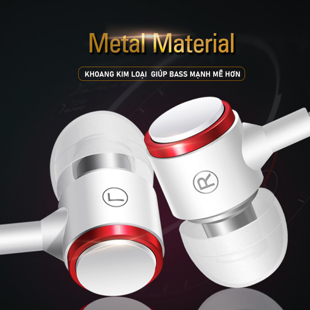 Tai nghe có dây siêu bass Poermax E3 âm thanh vòm Hifi tích hợp micro và nút điều khiển âm lượng, giắc cắm chuẩn 3.5mm