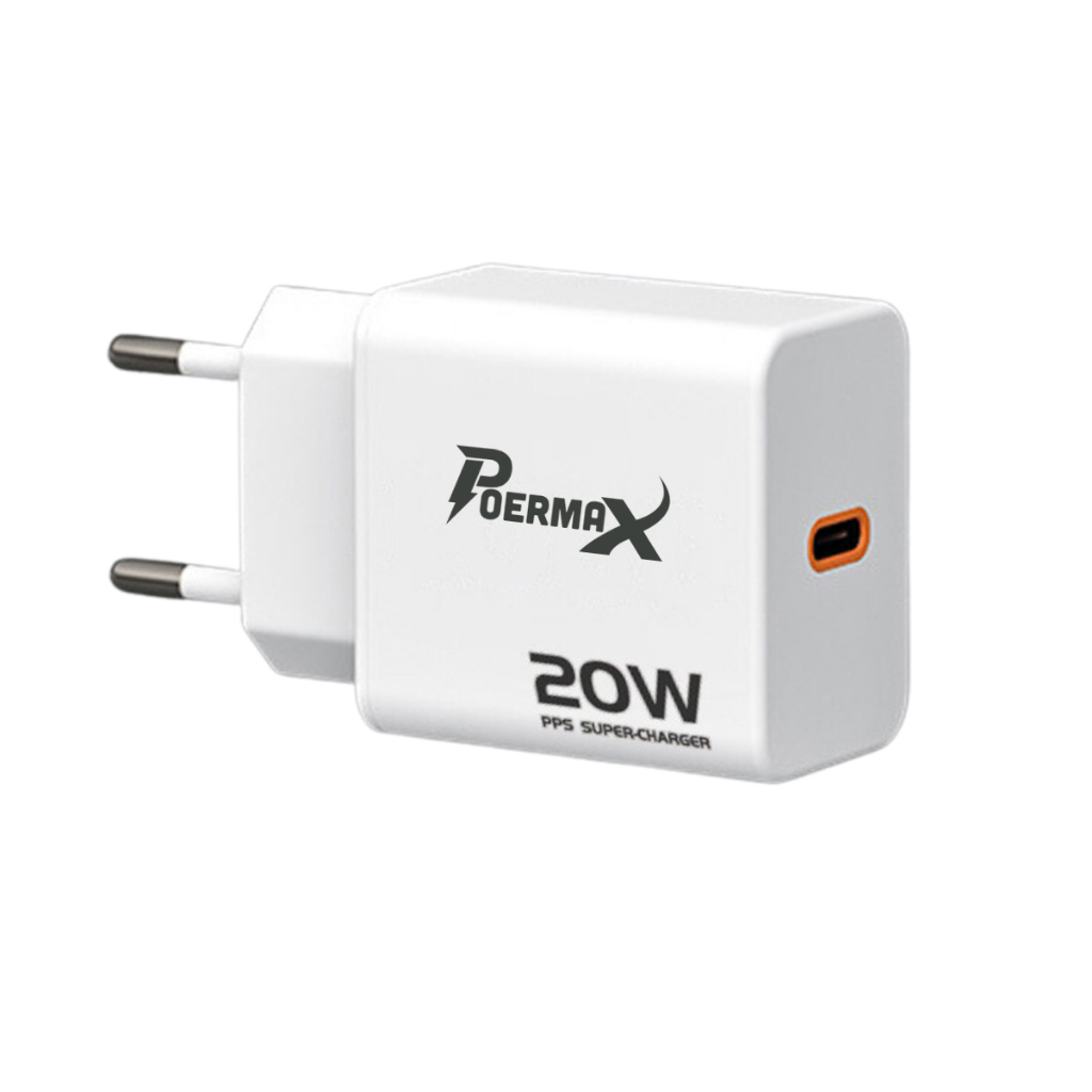 Củ sạc nhanh 20w Poermax hỗ trợ sạc nhanh phù hợp có các dòng máy iphone, sam sung, huawei. xaomi, oppo