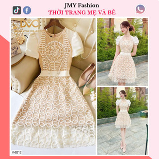 V4012 Váy đầm ren be dáng A sang chảnh [Dolce Viva Colection (DVC)] váy ren nổi đính nơ đá