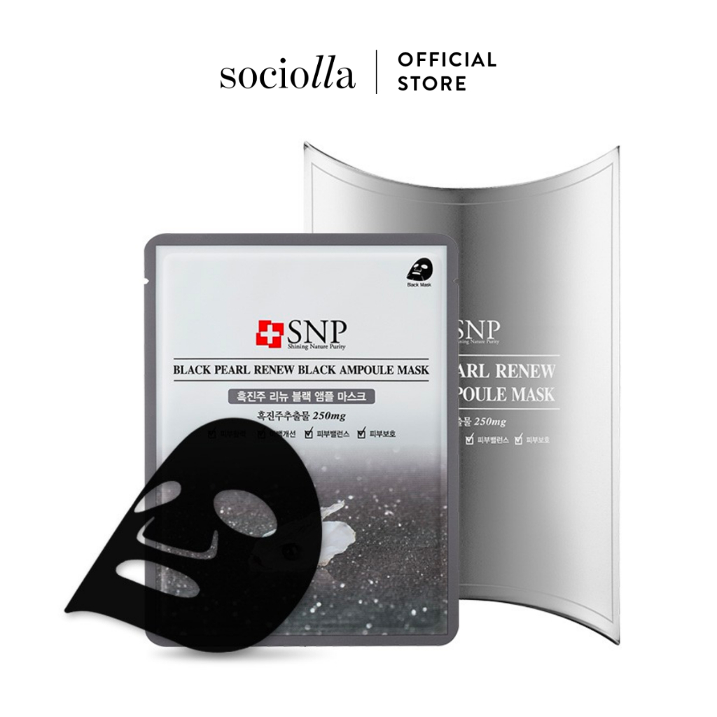 [HSD T4/2024] Mặt Nạ Phục Hồi Hư Tổn Ngọc Trai Đen SNP Black Pearl Renew Black Ampoule Mask 25 ml