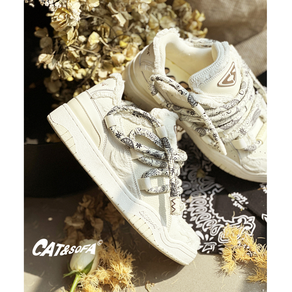 Giày Cat and Sofa Chính Hãng - Giày Nam, Giày Nữ Sneaker Cat&Sofa Cashew Nut Flower Phong Cách Đường Phố AC306