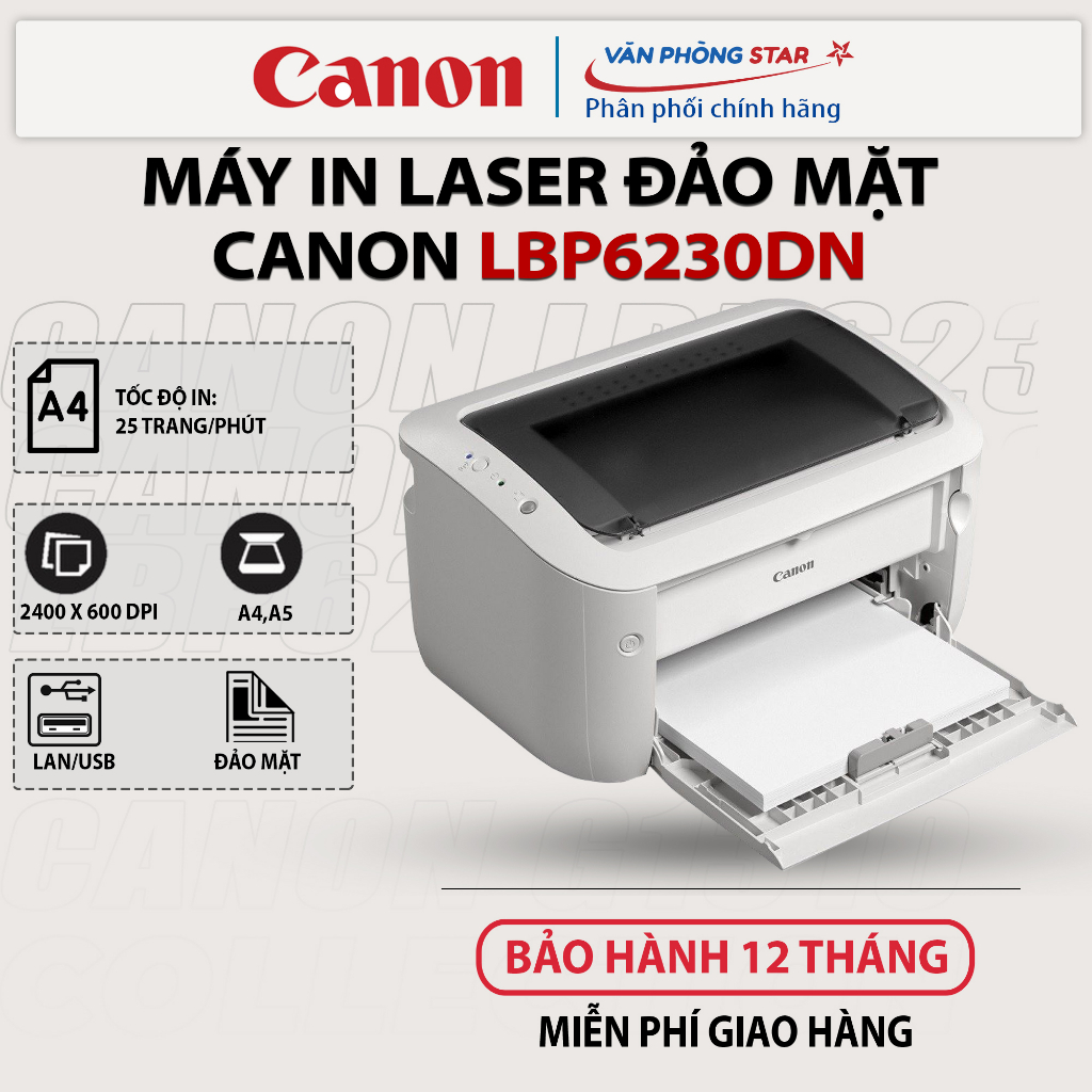 Máy in laser trắng đen canon LBP 6230DN in 2 mặt tự động CHÍNH HÃNG MỚI 100% - Vanphongstar
