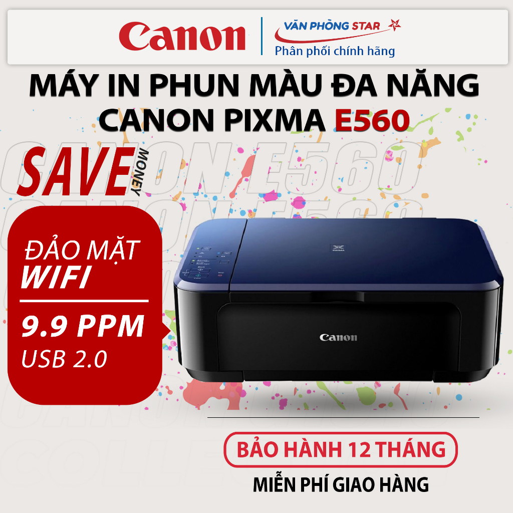 Máy in phun màu Canon E560. Máy in wifi đa năng (Copy - Scan - In 2 mặt tự động) CHÍNH HÃNG MỚI 100% - Vanphongstar