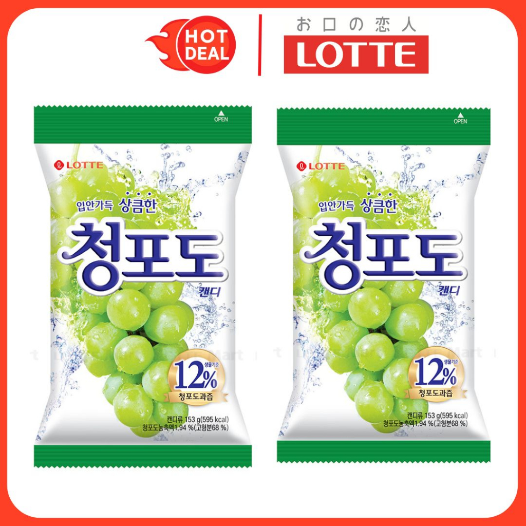 Kẹo Ngậm Nho Xanh Lotte Hàn Quốc Gói 153G