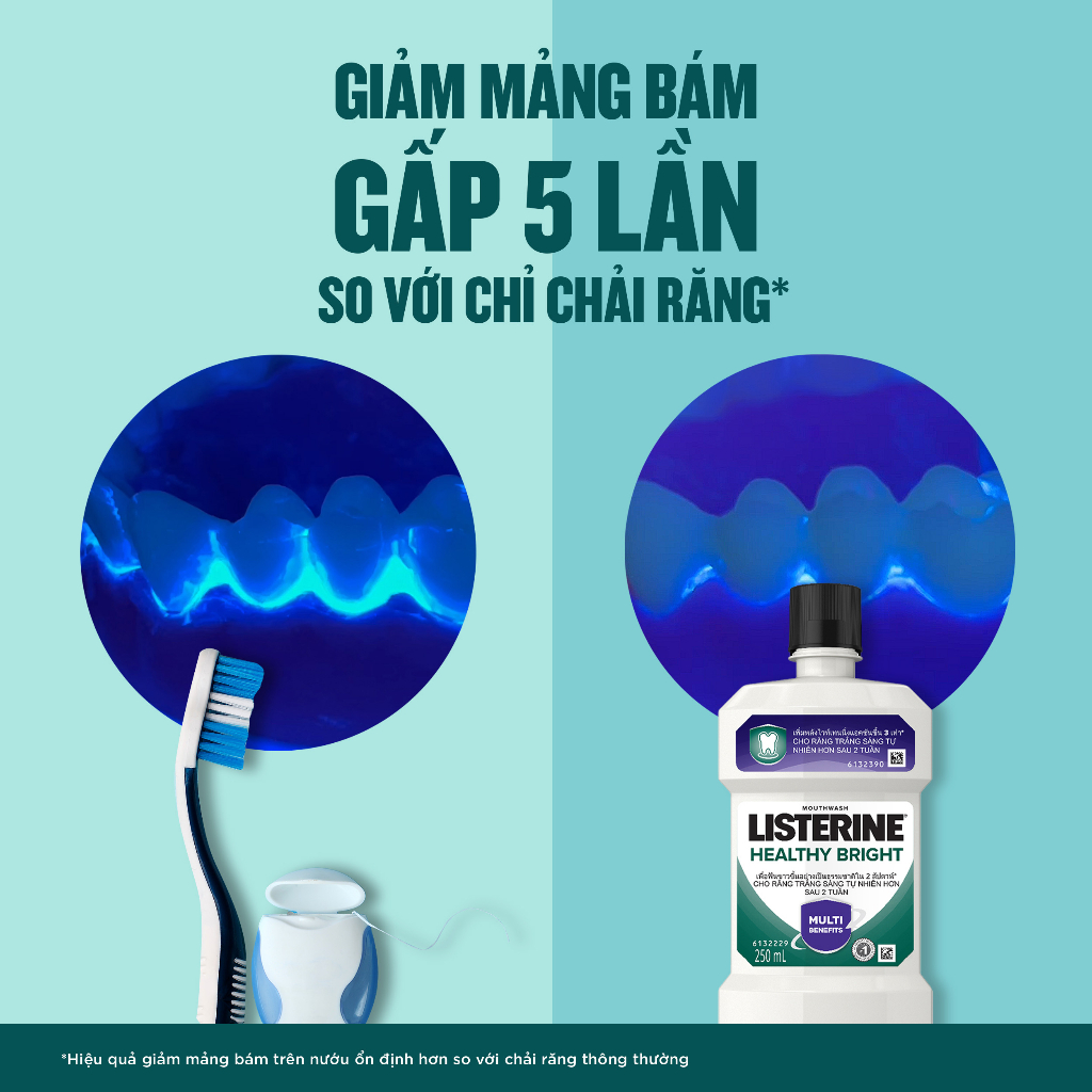 [HÀNG TẶNG KHÔNG BÁN] Nước súc miệng Listerine Healthy Bright Mouthwash trắng sáng 250ml