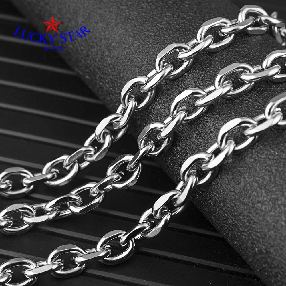 Dây chuyền xích inox vát cạnh lóng lánh nam nữ thời trang cắt size theo yêu cầu