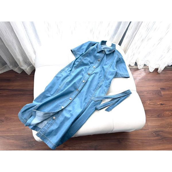 Denim midi shirt dress
