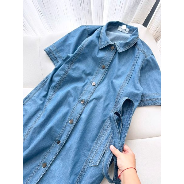 Denim midi shirt dress