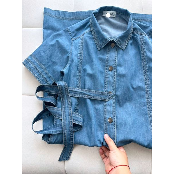 Denim midi shirt dress
