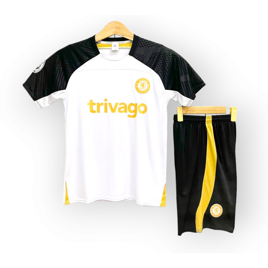 ÁO BÓNG ĐÁ CHELSEA TRẮNG VIÈN ĐEN 2024 - BỘ QUẦN ÁO BÓNG ĐÁ CLB CHELSEA TRẮNG 2024