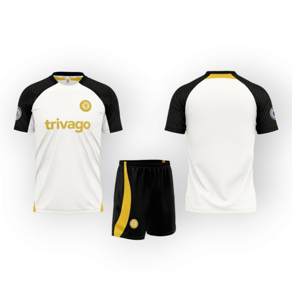 ÁO BÓNG ĐÁ CHELSEA TRẮNG VIÈN ĐEN 2024 - BỘ QUẦN ÁO BÓNG ĐÁ CLB CHELSEA TRẮNG 2024