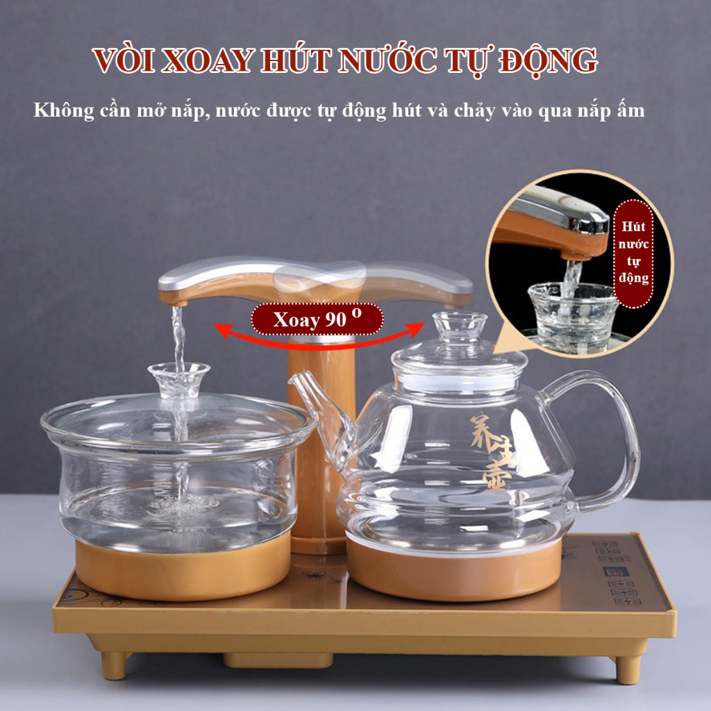 Bếp pha trà bàn trà điện thông minh bằng thủy tinh bảo hành chính hãng 1 năm đầy đủ phụ kiện