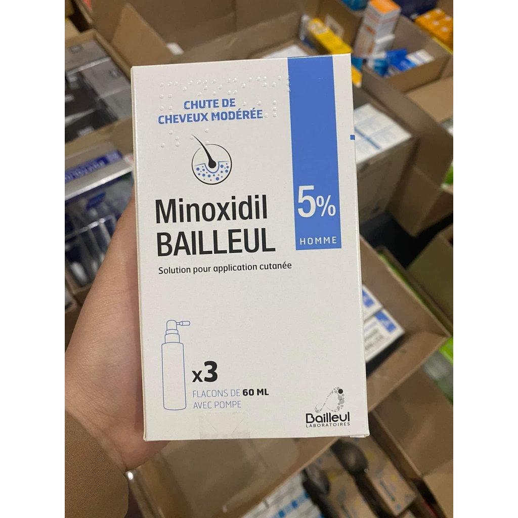 ( Dùng rất hiệu quả) Minoxidil Bailleul xịt mọc tóc 2%, 5%, Ngăn rụng tóc, kích thích mọc tóc 60ml