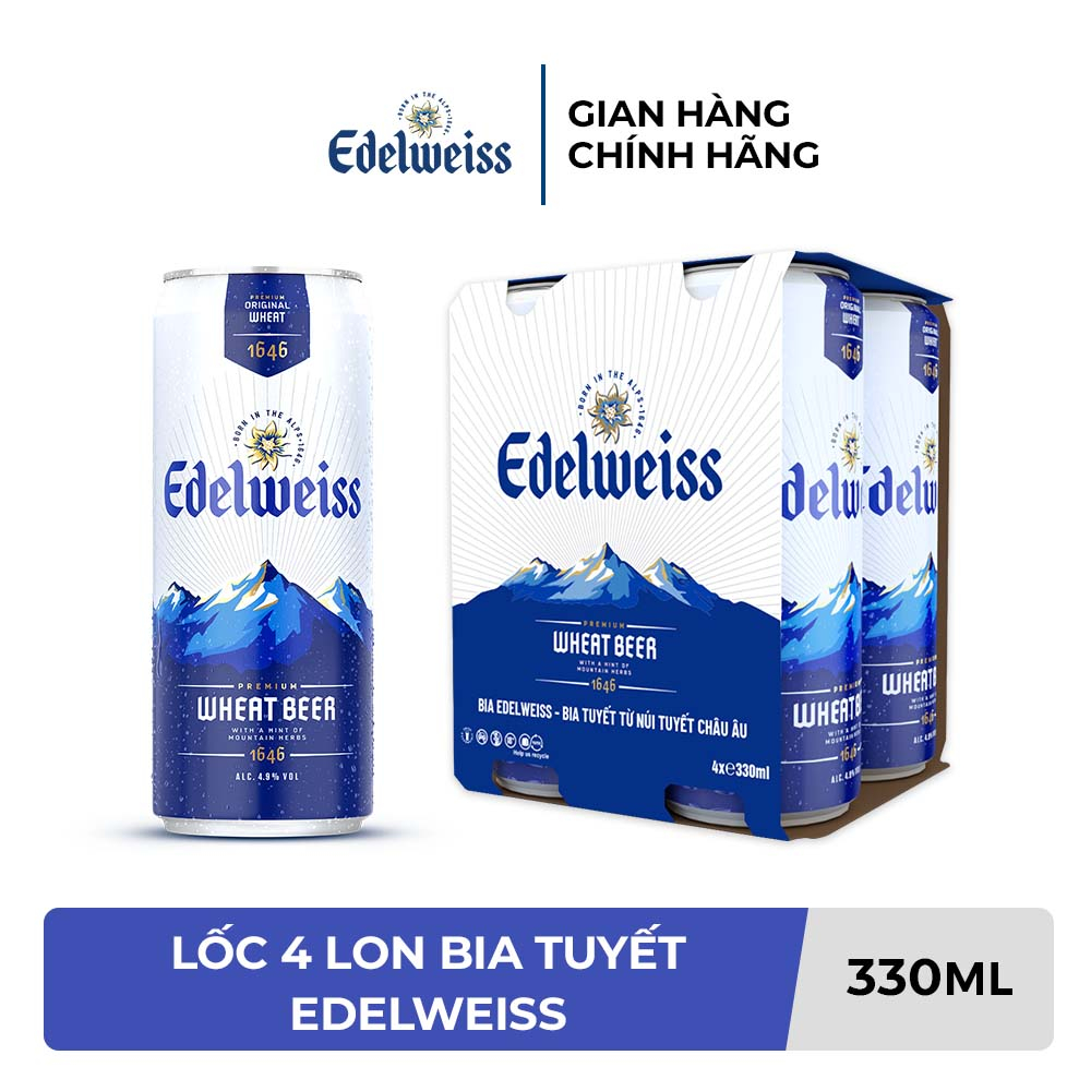 HỎA TỐC HCM - Lốc 4 lon Bia Tuyết - Edelweiss 330ml/lon