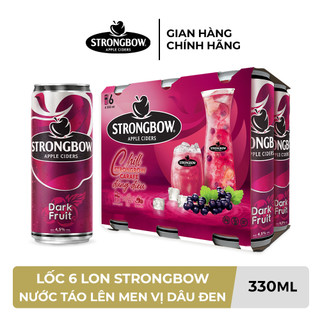 Độ cồn 4.5% - hỏa tốc hcm - lốc 6 lon nước táo lên men strongbow vị dâu đen 330ml/lon