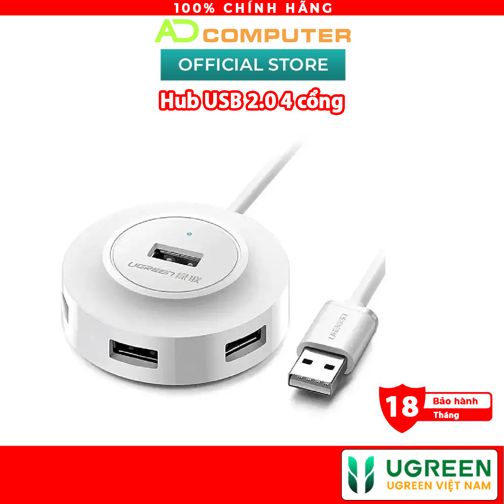 Hub USB 2.0 4 cổng tốc độ cao chính hãng UGREEN CR106 - Hàng phân phối chính hãng - Bảo hành 18 tháng