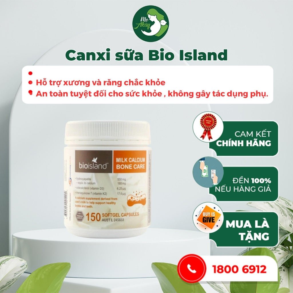 Viên uống bổ sung canxi Milk Calcium Bone Care Bio Island từ ÚC, bổ sung canxi cho mẹ bầu, mẹ sau sinh - MẸ AKAY