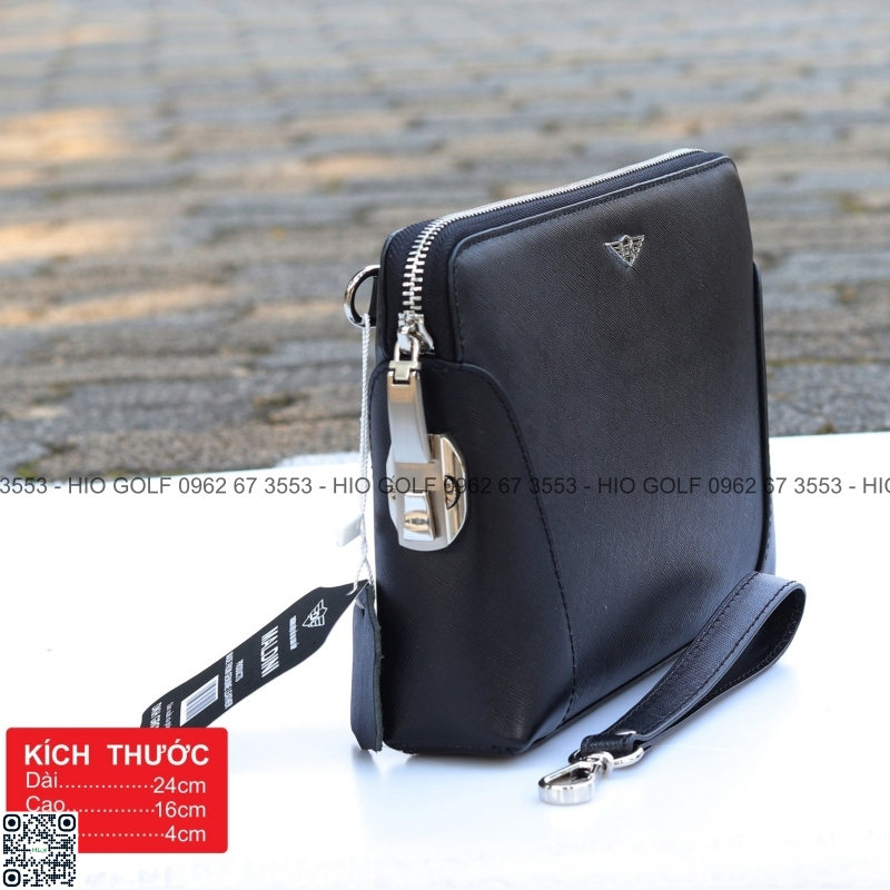 Túi Golf cầm tay da bò Saffiano khoá số - Túi cầm tay golf chính hãng Maldini