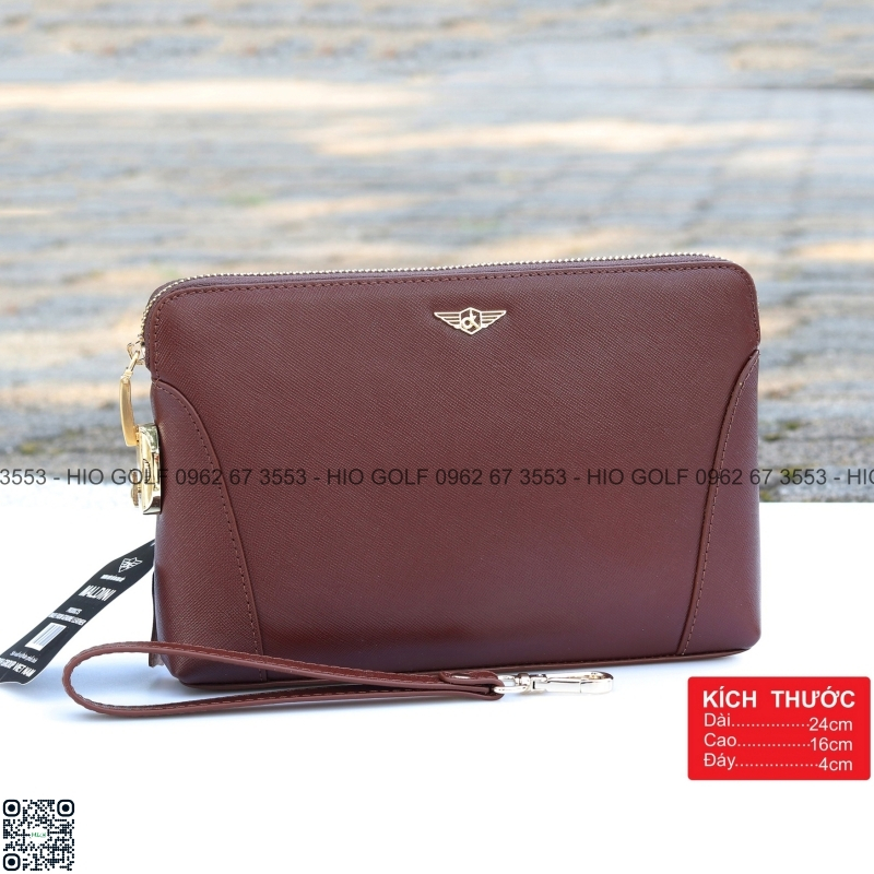 Túi Golf cầm tay da bò Saffiano khoá số - Túi cầm tay golf chính hãng Maldini