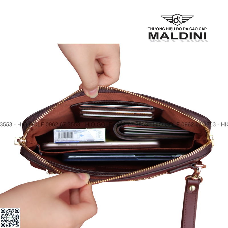 Túi Golf cầm tay da bò Saffiano khoá số - Túi cầm tay golf chính hãng Maldini