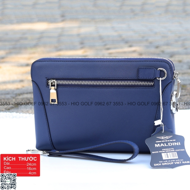 Túi Golf cầm tay da bò Saffiano khoá số - Túi cầm tay golf chính hãng Maldini