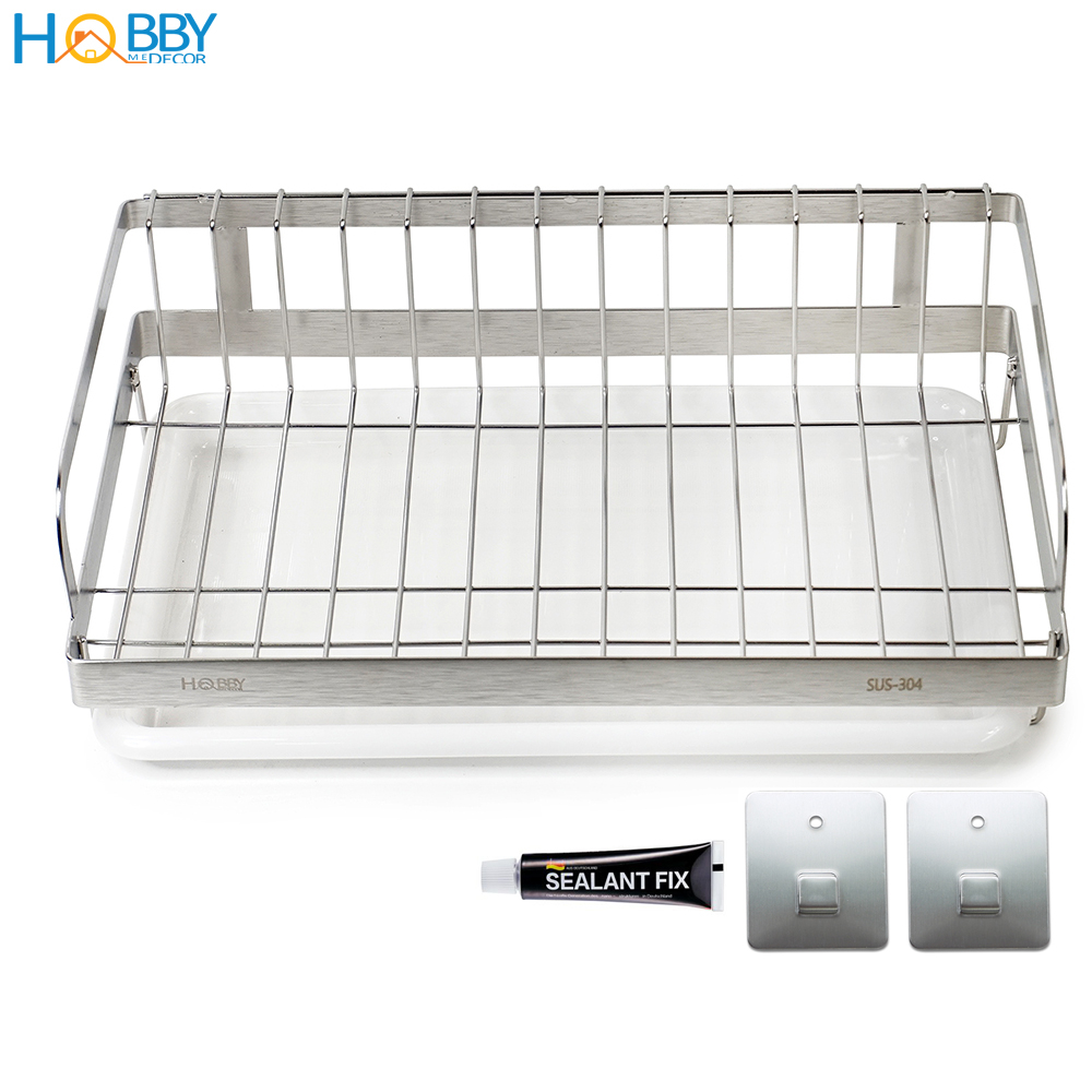 Kệ để chén đĩa đa năng dán tường inox 304 Hobby home decor KCD 2 size tùy chọn