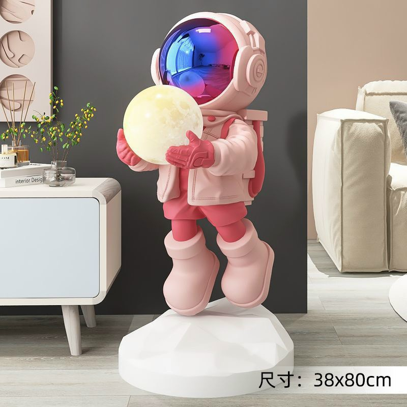 Mô hình tượng tĩnh phi hành gia 8ocm ôm đèn kèm loa bluetooth phát nhạc,vật DECOR trang trí đẹp,sang,quà tặng ý nghĩa