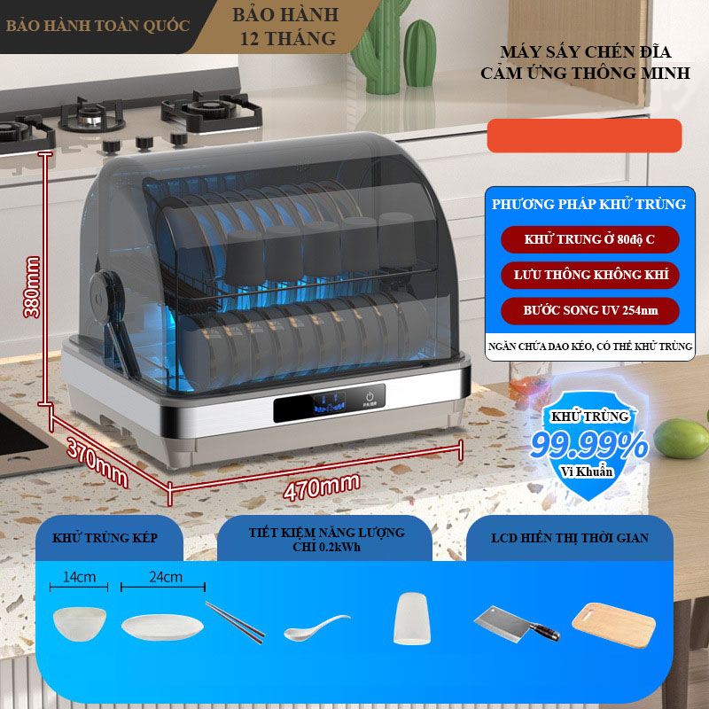 MÁY SẤY VÀ KHỬ TRÙNG BÁT ĐĨA BẰNG TIA UV BẢO HÀNH 12 THÁNG