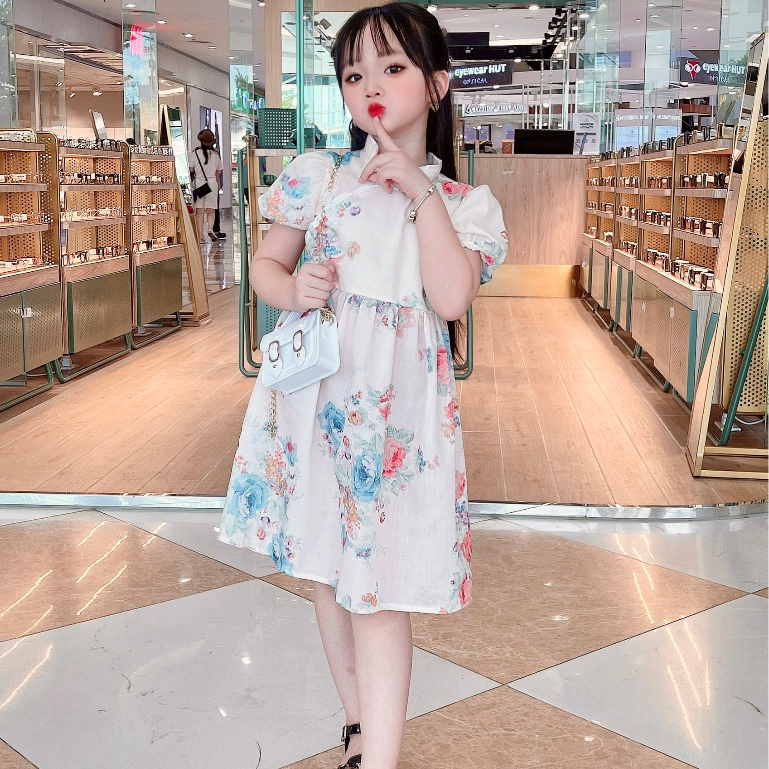 Váy Bé Gái Mykids Đầm Trẻ Em Thiết kế thân trên 2 Lớp Chất liệu Thô Cotton cao cấp mềm mịn cho bé 8-30kg