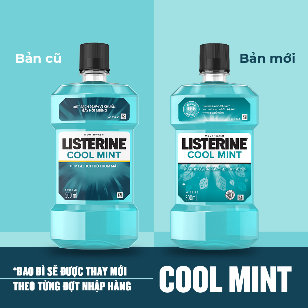 Nước Súc Miệng Giữ Hơi Thở Thơm Mát Listerine Coolmint 500ml