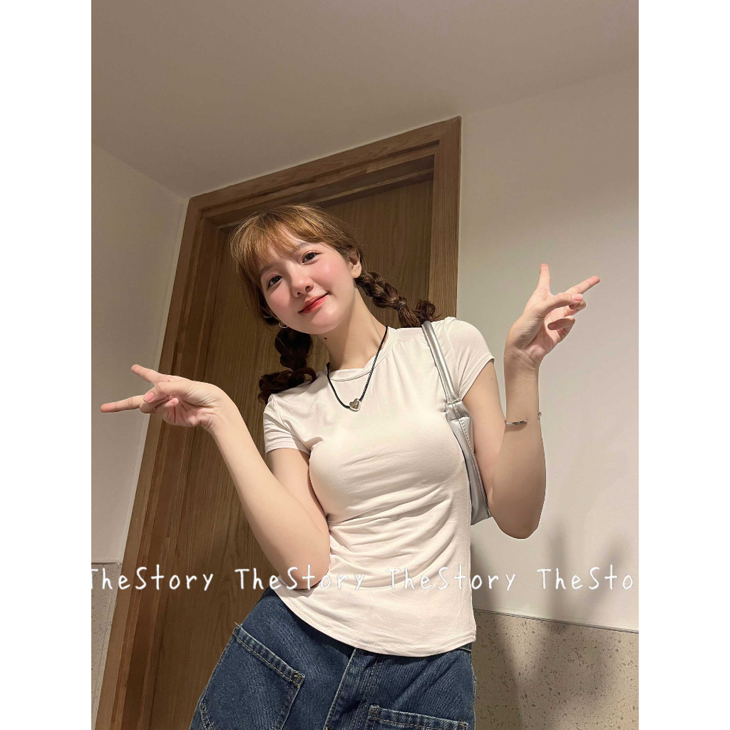 Áo thun trơn, tay ngắn dáng hơi ôm  A3195