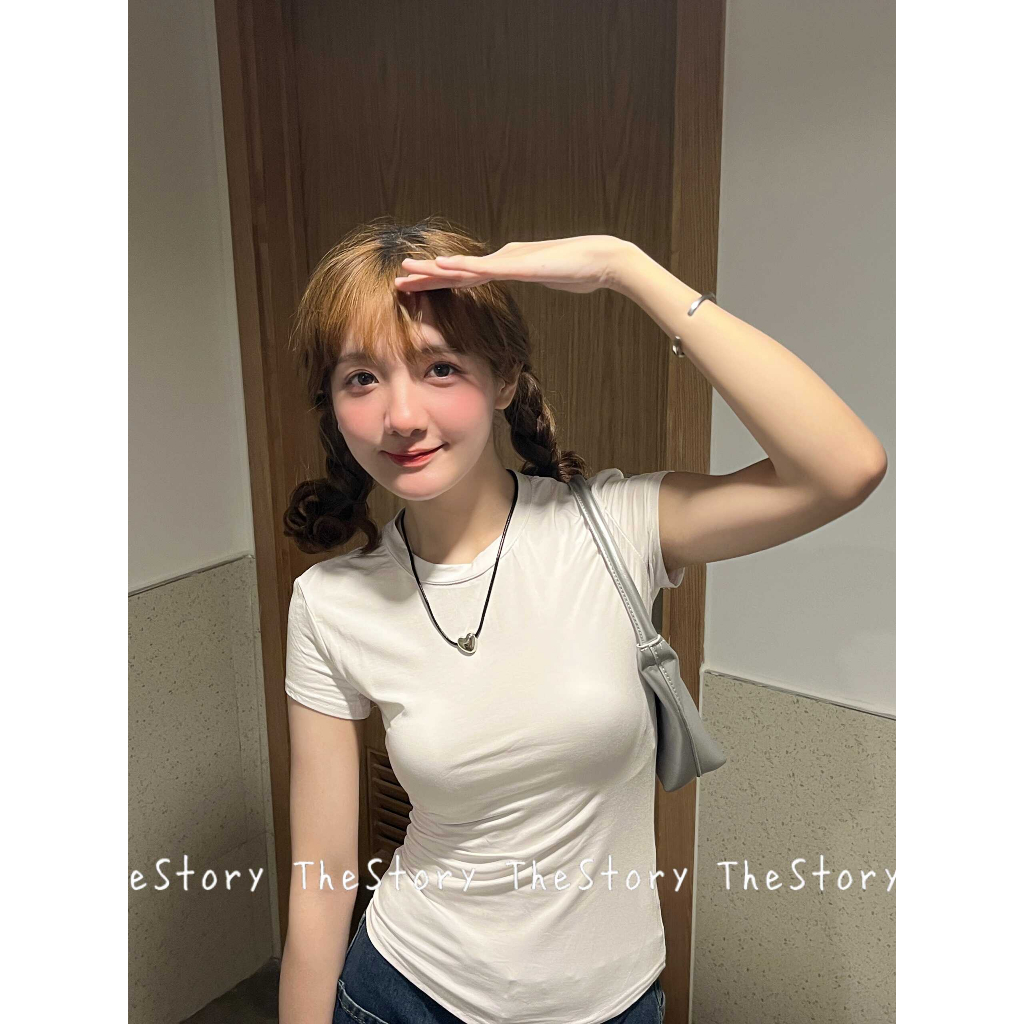 Áo thun trơn, tay ngắn dáng hơi ôm  A3195