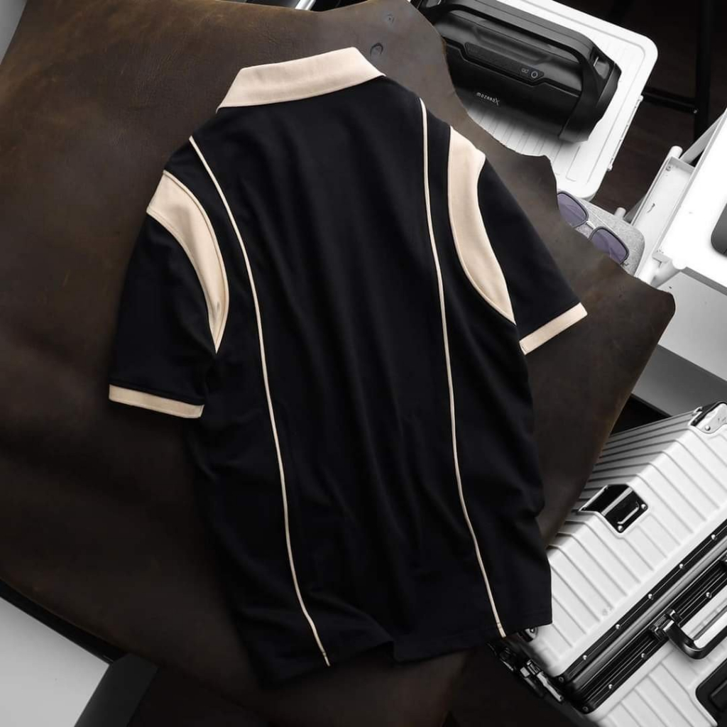 Áo thun polo phối màu viền sọc thời trang bigsize nam cỡ đại 140kg