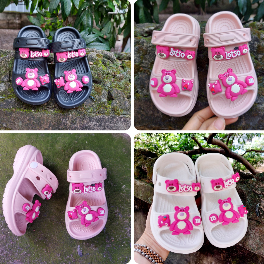 Dép Xan đan - Dép Cross siêu nhẹ [kèm stick] cho bé gái từ 3-9 tuổi êm mềm chống trơn trượt XDBG01,