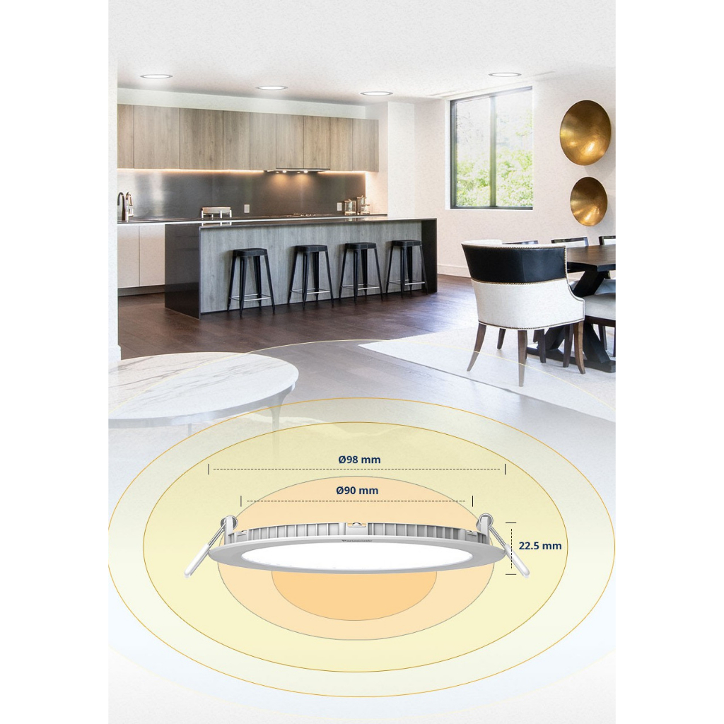 Đèn LED Downlight Âm trần Đơn sắc siêu mỏng Panasonic EZ-M, Vỏ kim loại nhôm tản nhiệt, Công suất