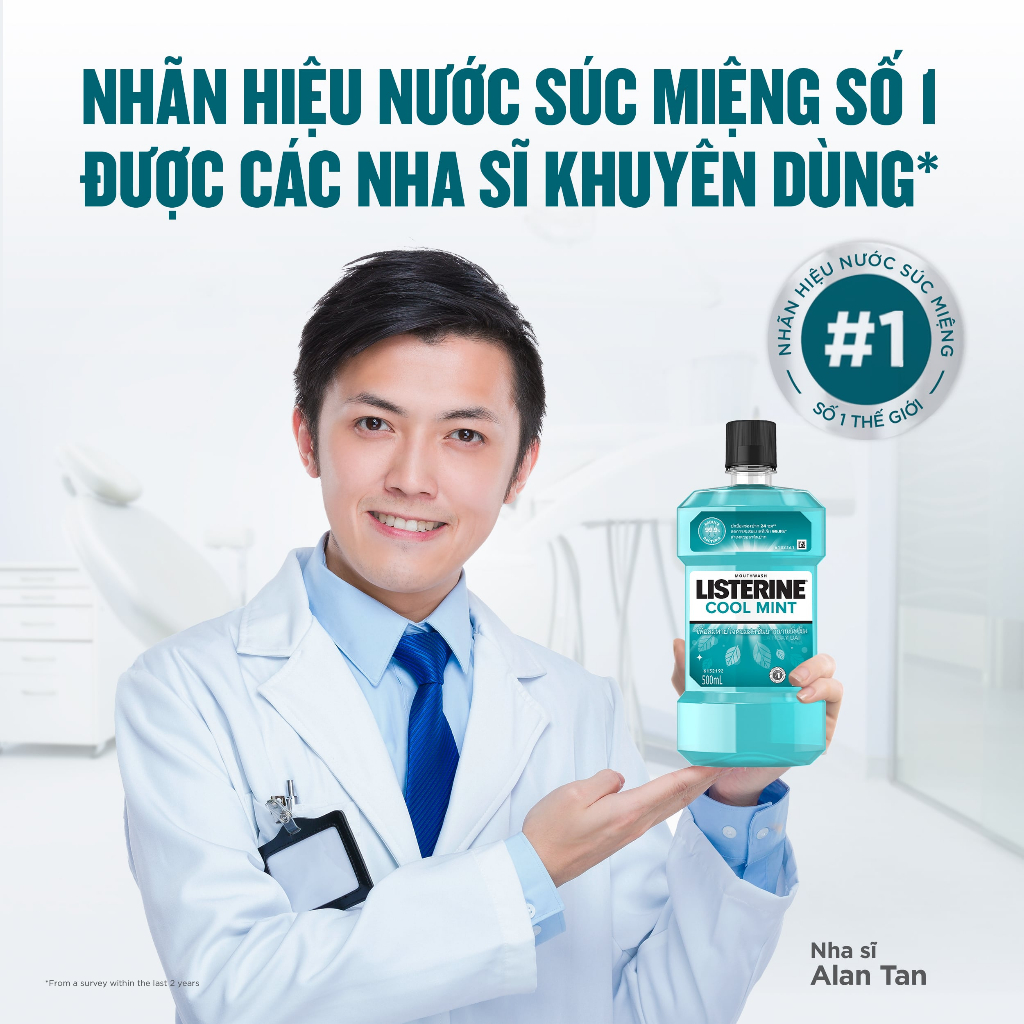 Nước Súc Miệng Giữ Hơi Thở Thơm Mát Listerine Coolmint 500ml