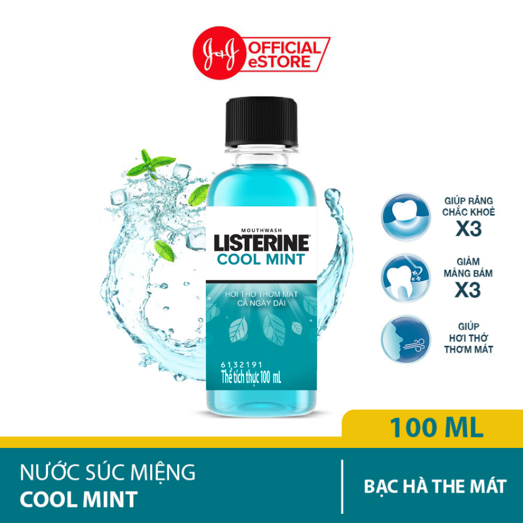 Nước súc miệng giữ hơi thở thơm mát Listerine Cool Mint 100ml