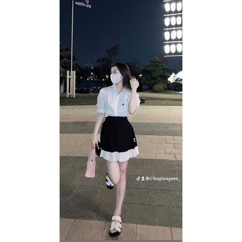 Set Áo Sơ Mi Mix Chân Váy Xếp Ly Cực Trẻ Trung